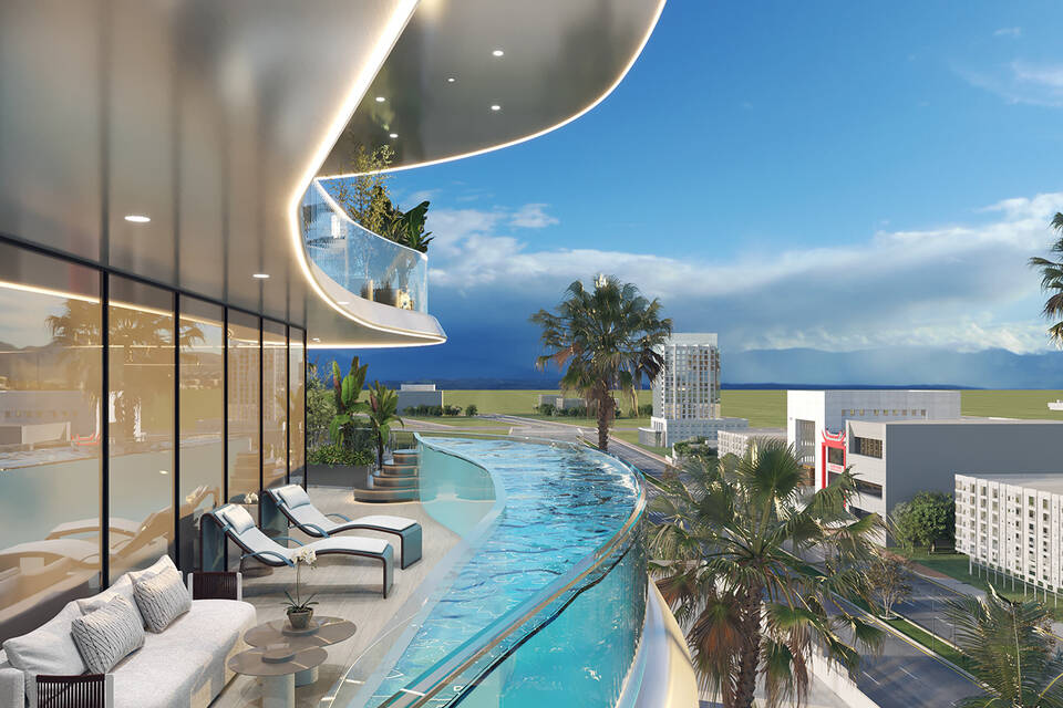 Ready apartments with balcony pools